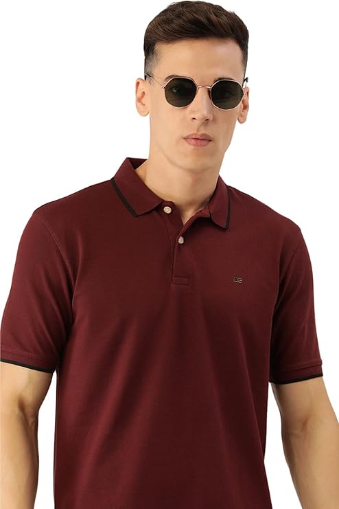 Peter England Men's Snug Fit Solid Polo T-Shirt with Coloured Collar Tipping| Cotton Rich| Premium Pique Weave - Image 6