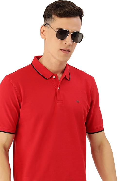 Peter England Men's Snug Fit Solid Polo T-Shirt with Coloured Collar Tipping| Cotton Rich| Premium Pique Weave - Image 3